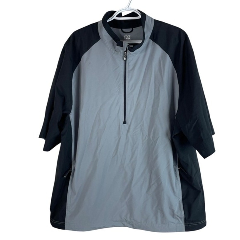 Cutter & Buck Mens WeatherTec Golf Jacket 2XL Gray Black Stretch 1/2 Zip Pullove